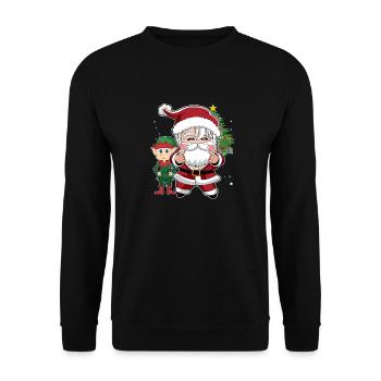 Cute Santa and Elf K-Pop Design Christmas - Unisex Sweatshirt - black - Front - Alina (178cm) & Michal (187cm)