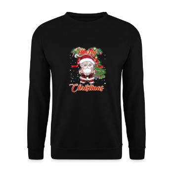 Merry Christmas K-Pop Style Santa Claus - Unisex Sweatshirt - black - Front - Alina (178cm) & Michal (187cm)