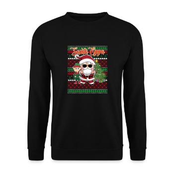 Cute Elf and Santa K-Pop Style Christmas - Unisex Sweatshirt - black - Front - Alina (178cm) & Michal (187cm)
