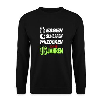 Geburtstag 36 Zocken Spielen Gaming Schlafen - Unisex Pullover - Schwarz - Vorne - Alina (178cm) & Michal (187cm)