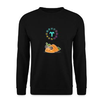 Japanese Sushi Funny Aries Zodiac Sushi Lover Pun - Unisex Sweatshirt - black - Front - Alina (178cm) & Michal (187cm)