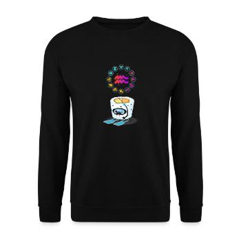 Japanese Sushi Funny Aquarius Zodiac Sushi Lover - Unisex Sweatshirt - black - Front - Alina (178cm) & Michal (187cm)