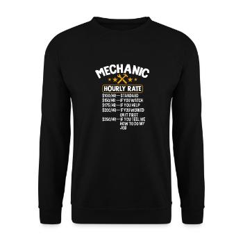 Mechanic hour rate Labour Engineer Auto - Unisex Sweatshirt - black - Front - Alina (178cm) & Michal (187cm)