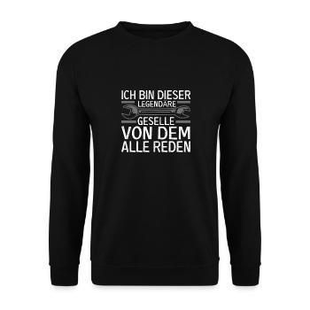 Ausbildung Bestanden Geselle Gesellenprüfung - Unisex Pullover - Schwarz - Vorne - Alina (178cm) & Michal (187cm)