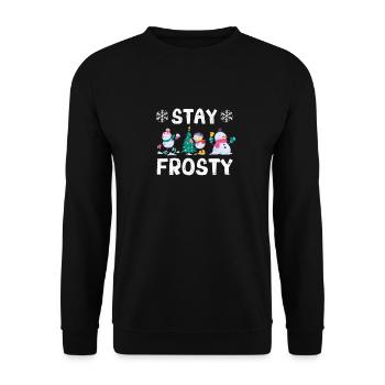 Lustiger Weihnachtspyjama Cooler Schneemann Xmas - Unisex Pullover - Schwarz - Vorne - Alina (178cm) & Michal (187cm)