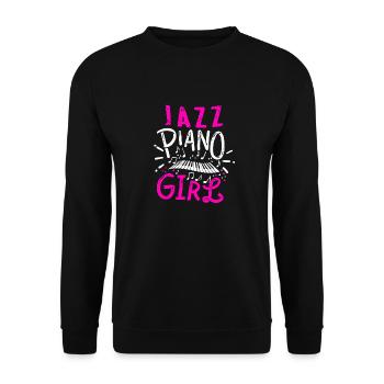 Jazz Piano Girl Cool Retro Jazz Music Lover - Unisex Pullover - Schwarz - Vorne - Alina (178cm) & Michal (187cm)