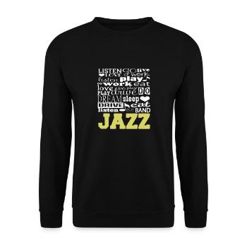 Lists Live Love Play Awesome JAZZ Band Player - Unisex Sweatshirt - black - Front - Alina (178cm) & Michal (187cm)