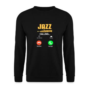 Jazz Is Calling Funny Retro Jazz Lover Designs - Unisex Sweatshirt - black - Front - Alina (178cm) & Michal (187cm)