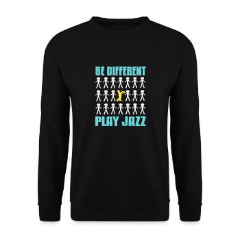 Be Different Play JAZZ Retro Cool Jazz Lover - Unisex Pullover - Schwarz - Vorne - Alina (178cm) & Michal (187cm)