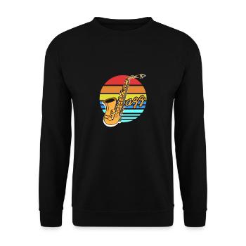 JAZZ Cool Retro Vintage Jazz Player & Lover - Unisex Sweatshirt - black - Front - Alina (178cm) & Michal (187cm)