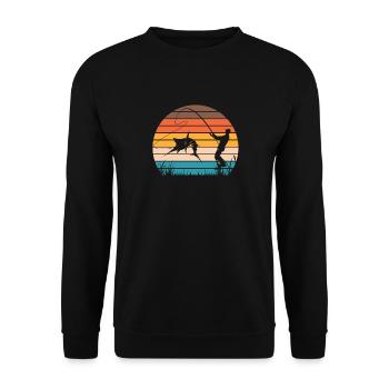 Fischer Fischen Angeln Angel Angler Fische Fisch - Unisex Pullover - Schwarz - Vorne - Alina (178cm) & Michal (187cm)