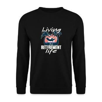 Living the retirement life, pensioner in hammock - Unisex Sweatshirt - black - Front - Alina (178cm) & Michal (187cm)