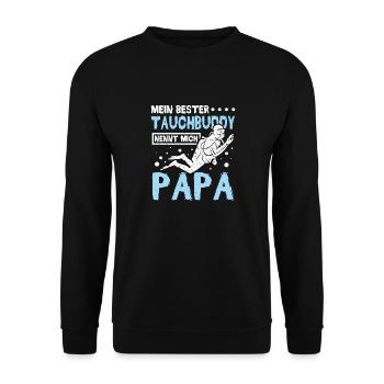 Mein bester tauchbuddy nennt mich Papa - Unisex Pullover - Schwarz - Vorne - Alina (178cm) & Michal (187cm)