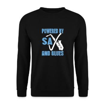 Powered By SAX And Blues Cool Retro Designs - Unisex Sweatshirt - black - Front - Alina (178cm) & Michal (187cm)