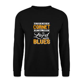 Me & My Cornet We Will Serve The Lord With Blues - Unisex Sweatshirt - black - Front - Alina (178cm) & Michal (187cm)
