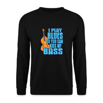 I Play Blues So You Can Kiss My Bass Retro Funny - Unisex Sweatshirt - black - Front - Alina (178cm) & Michal (187cm)