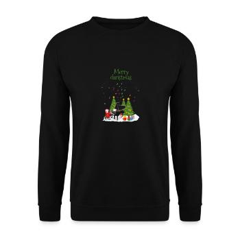 Merry Christmas , Santa, piano & xmas tree design - Unisex Sweatshirt - black - Front - Alina (178cm) & Michal (187cm)