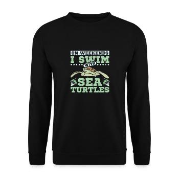 Je nage avec les tortues de mer - Sweat-shirt Unisexe - noir - Devant - Alina (178cm) & Michal (187cm)