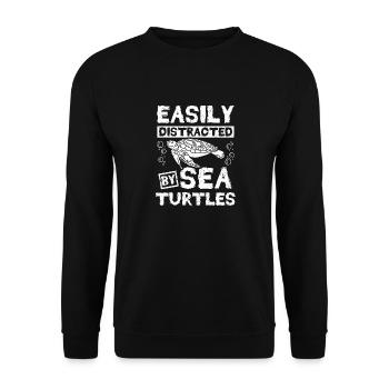 Facilement distrait par les tortues de mer - Sweat-shirt Unisexe - noir - Devant - Alina (178cm) & Michal (187cm)