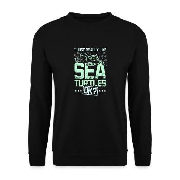 J’aime vraiment les tortues de mer ok? - Sweat-shirt Unisexe - noir - Devant - Alina (178cm) & Michal (187cm)