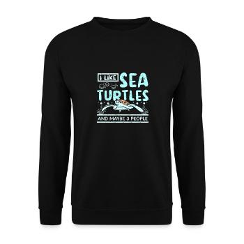 J’aime les tortues de mer et peut-être 3 personnes - Sweat-shirt Unisexe - noir - Devant - Alina (178cm) & Michal (187cm)