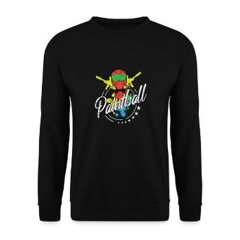 PAINTBALL Cool Retro Vintage Paintball Player - Unisex Pullover - Schwarz - Vorne - Alina (178cm) & Michal (187cm)