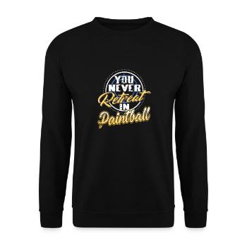 Vous ne reculez jamais dans le paintball Retro Funny Baller - Sweat-shirt Unisexe - noir - Devant - Alina (178cm) & Michal (187cm)
