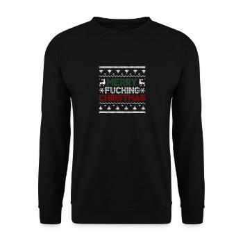 Frohe Fick-Weihnachten Hässliche Weihnachten - Unisex Pullover - Schwarz - Vorne - Alina (178cm) & Michal (187cm)
