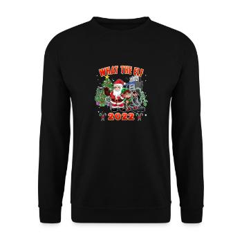 Elfe et Père Noël What The Elf 2022 - Drôle de Noël - Sweat-shirt Unisexe - noir - Devant - Alina (178cm) & Michal (187cm)