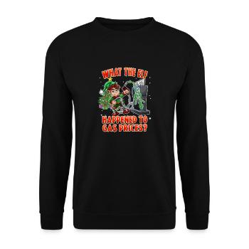 Drôle d’elfe Ce que l’elfe est arrivé aux prix de l’essence - Sweat-shirt Unisexe - noir - Devant - Alina (178cm) & Michal (187cm)