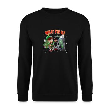 Christmas Funny Design What the Elf - Unisex Sweatshirt - black - Front - Alina (178cm) & Michal (187cm)