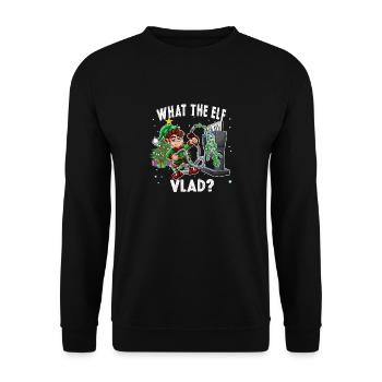 Lustige Elfe pumpen Gas Weihnachten lustig - Unisex Pullover - Schwarz - Vorne - Alina (178cm) & Michal (187cm)