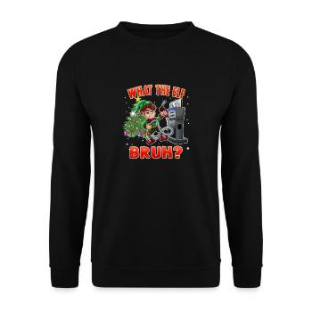Bruh What the Elf Funny Xmas Humor Gas Price - Unisex Sweatshirt - black - Front - Alina (178cm) & Michal (187cm)