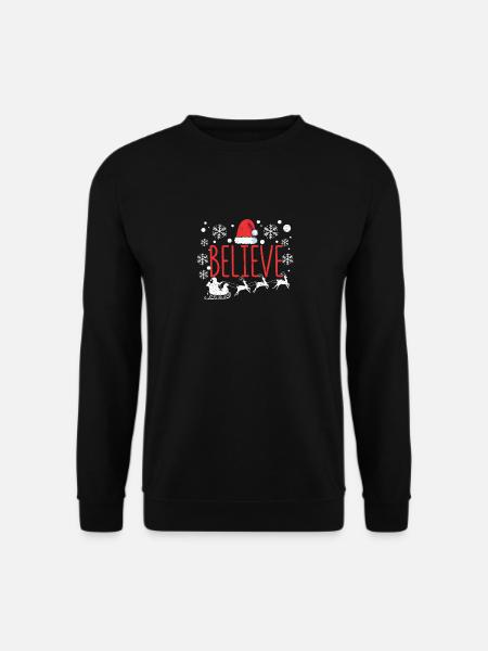 Glaube Weihnachten Weihnachtsmann Mütze Christlich - Unisex Pullover - Schwarz