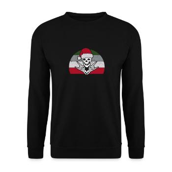 Skelett Weihnachtsmann Mütze Rock And Roll Hand - Unisex Pullover - Schwarz - Vorne - Alina (178cm) & Michal (187cm)
