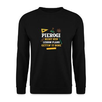 Pierogi Messy Bun Lesson Plans Funny Teacher - Unisex Sweatshirt - black - Front - Alina (178cm) & Michal (187cm)