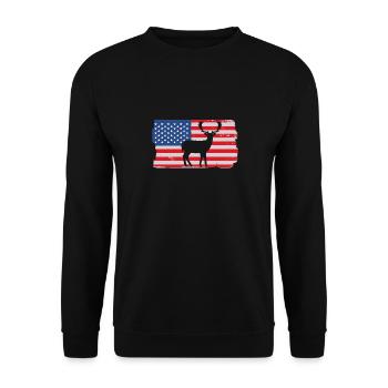 USA American Flag Patriotic Jagd Hunter - Unisex Pullover - Schwarz - Vorne - Alina (178cm) & Michal (187cm)