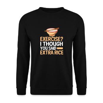 Übung Ich Dachte Du Hast Extra Reis Lustiger - Unisex Pullover - Schwarz - Vorne - Alina (178cm) & Michal (187cm)