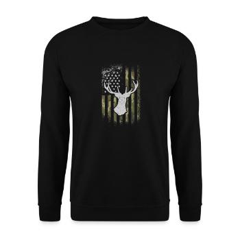 USA American Flag Patriotic Jagd Hunter - Unisex Pullover - Schwarz - Vorne - Alina (178cm) & Michal (187cm)