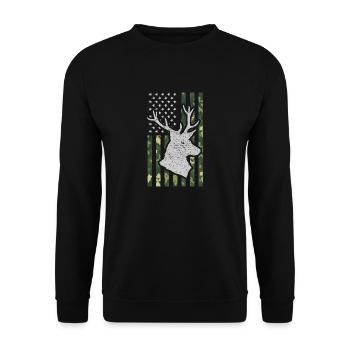 USA American Flag Patriotic Jagd Hunter - Unisex Pullover - Schwarz - Vorne - Alina (178cm) & Michal (187cm)