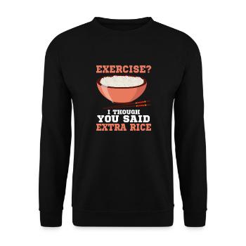 Übung Ich Dachte Du Hast Extra Reis Lustiger - Unisex Pullover - Schwarz - Vorne - Alina (178cm) & Michal (187cm)