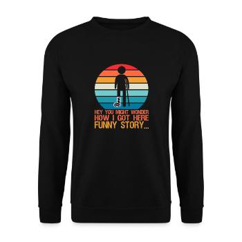 Lustige Genesung Gebrochenes Bein Gute Besserung - Unisex Pullover - Schwarz - Vorne - Alina (178cm) & Michal (187cm)