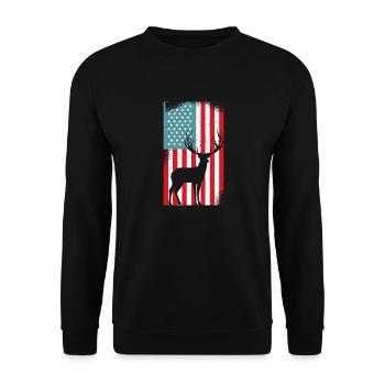USA American Flag Patriotic Jagd Hunter - Unisex Pullover - Schwarz - Vorne - Alina (178cm) & Michal (187cm)