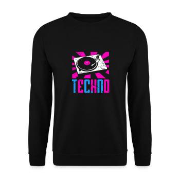 TECHNO Retro Vintage Cool DJ Designs T-Shirt - Sweat-shirt Unisexe - noir - Devant - Alina (178cm) & Michal (187cm)