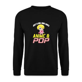 Just A Girl Who Loves Anime & Pop Cute Retro - Unisex Sweatshirt - black - Front - Alina (178cm) & Michal (187cm)