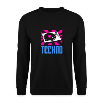 TECHNO Retro Vintage Awesome DJ Designs T-Shirt - Unisex Sweatshirt - black - Front - Alina (178cm) & Michal (187cm)
