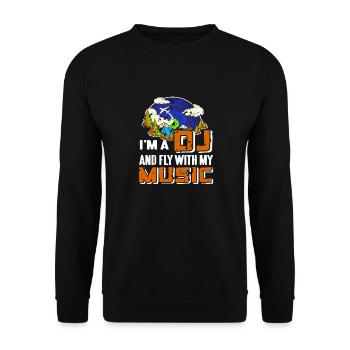 Je suis un DJ & Fly avec ma musique Cool Retro DJ - Sweat-shirt Unisexe - noir - Devant - Alina (178cm) & Michal (187cm)