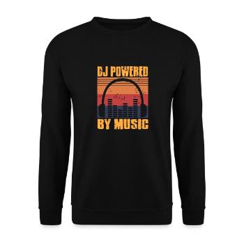 Retro Vintage DJ Powered By Music Cool DJ Designs - Unisex Sweatshirt - black - Front - Alina (178cm) & Michal (187cm)