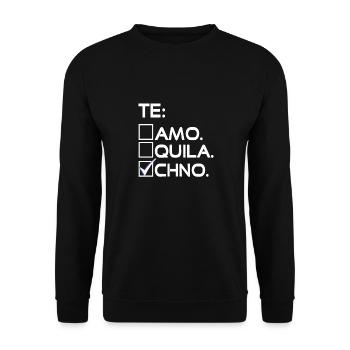 TE: CHNO Funny Techno Deejaying Lover T-Shirt - Unisex Pullover - Schwarz - Vorne - Alina (178cm) & Michal (187cm)