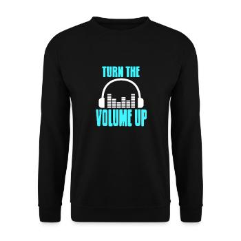 Turn The Volume Up Cool Retro DJ Techno Lover - Unisex Sweatshirt - black - Front - Alina (178cm) & Michal (187cm)